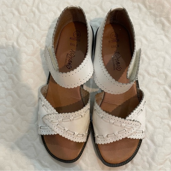 Vintage Romano White Leather Open Toe Sandals Women’s Size 7.5 Fair Condition - Picture 4 of 13